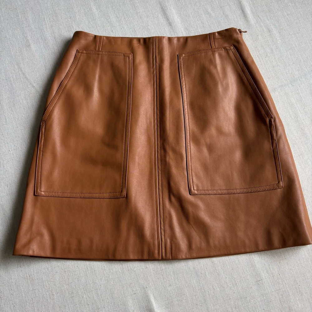 H&M Brown Faux Leather Mini Skirt Women’s Size 6